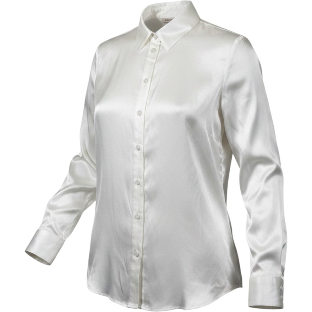 KOCCA Blouse Women M Ivory Satin Button Down Long Sleeve Shirt